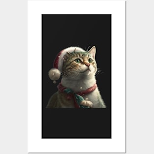 Meowy Catmas cat christmas tree xmas girls boys funny santa Sticker Posters and Art